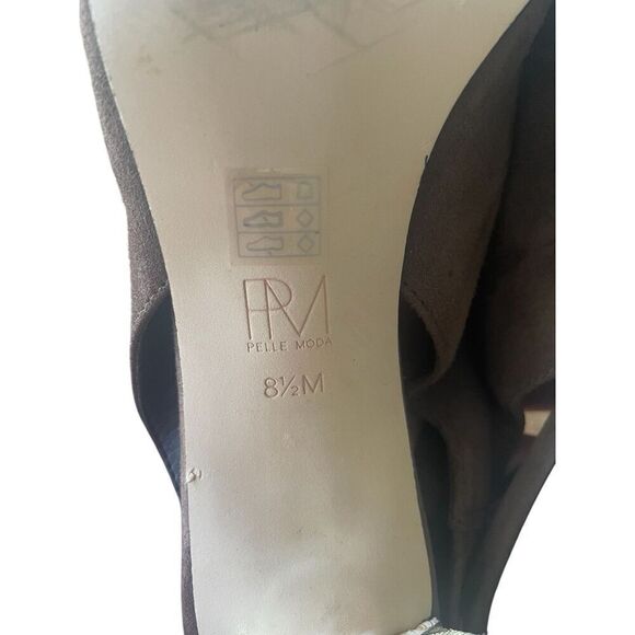 Pelle Moda Women 8.5 Brown Suede Open-Toe with Strap, 4.5 Inch Heels Good Cond. - Picture 8 of 10